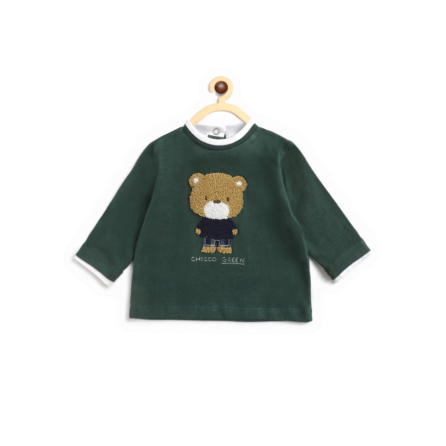  Long Sleeve T-Shirt With Applique-Green